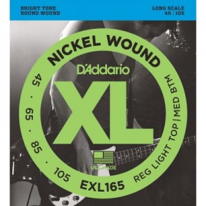 D'Addario EXL165 Nickel Wound Bass Guitar Strings, Custom Light, 45-105, Long Scale